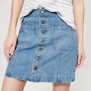 LOFT Light Blue Denim Button-Front Mini Skirt
